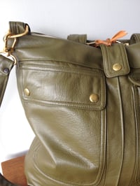 Image 4 of Repurposed 70s Trench Leather Satchel Bag {Olive}