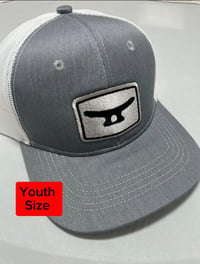YOUTH! Heather/ White W/ White Embroidery Patch Port Authority Trucker 