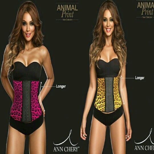 BRAND NEW Ann Chery Animal Print Long Hour Glass Latex Waist Cincher