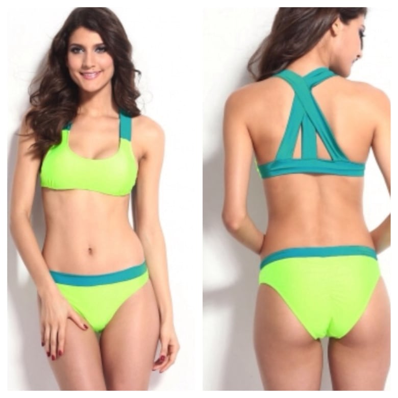 Image of Green Two Tone Bikini