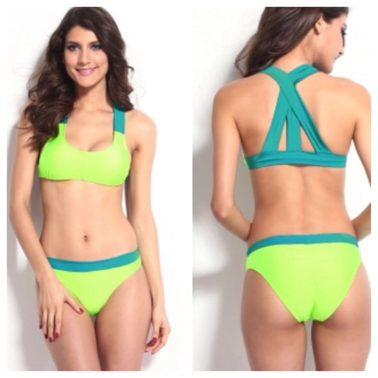 Image of Green Two Tone Bikini