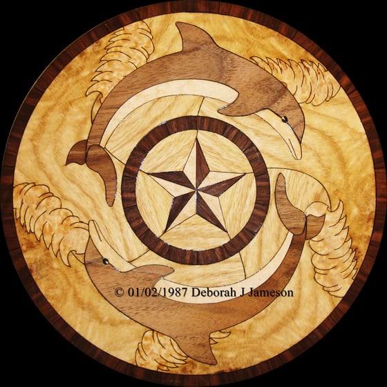 Image of Item No. 272. Nautical Dolphin Inlay Marquetry. Price on Application
