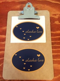 Image 1 of Alaska Love Sticker- Oval Navy/Gold