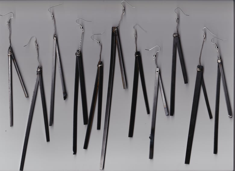 Image of Asymmetrical Handmade Metal Earrings