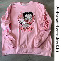 2X pink Betty destroyed sweatshirt