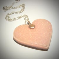 Image 3 of Blush Pink Zebra Stripe Resin Heart Pendant - ON SALE - WAS £14 NOW £10