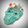 Turquoise Skull Swarovksi Resin Pendant  * ON SALE - Was £14 now £8 *