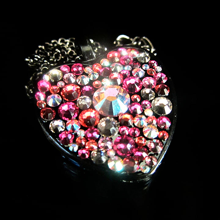 Pink Rocks Black Heart Pendant