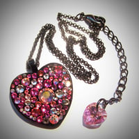 Image 1 of Pink Rocks Black Heart Pendant