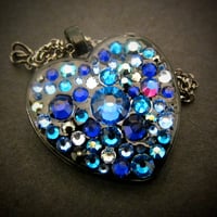 Image 3 of Midnight Rocks Blue Black Heart Pendant