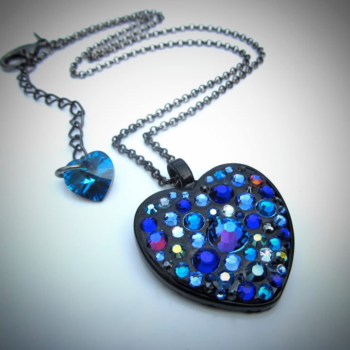 Midnight Rocks Blue Black Heart Pendant