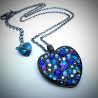 Image 1 of Midnight Rocks Blue Black Heart Pendant