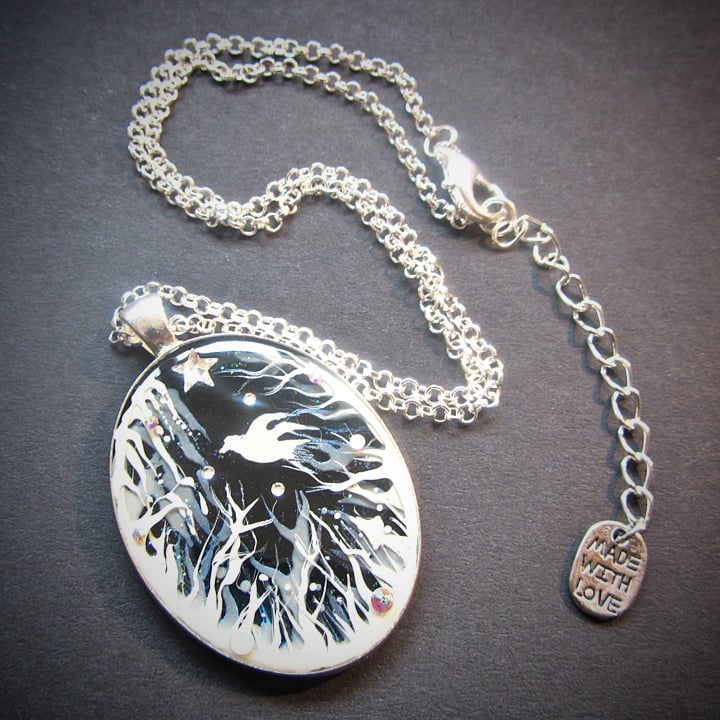 Forest Macabre White Oval Pendant * ON SALE - Was £20 now £10 *