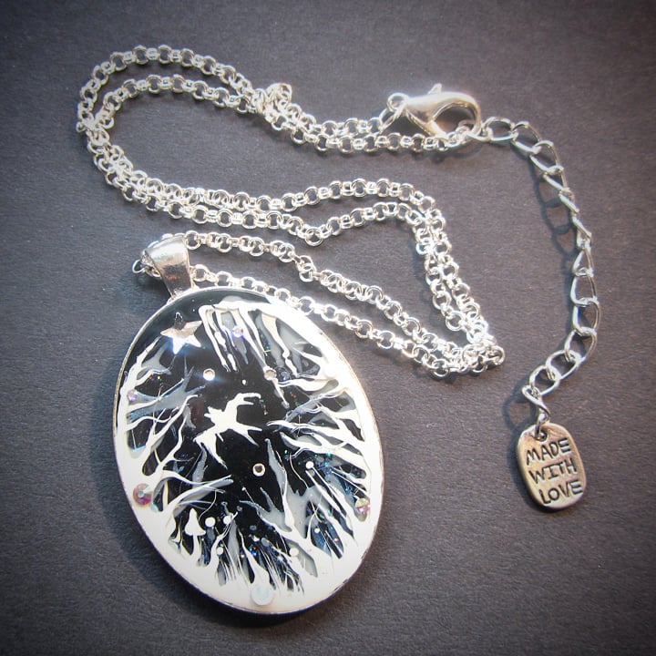 Forest Macabre White Oval Pendant  * ON SALE - Was £20 now £10 *