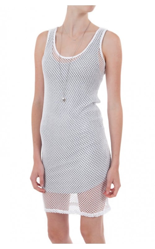 Image of White Fishnet Tank Dress 