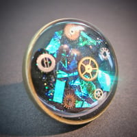 Image 2 of Emerald Steampunk Bronze Ring