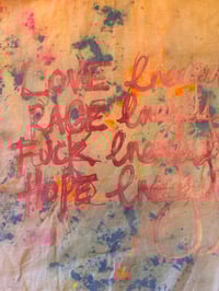 Image 1 of Rainbow tie dye  Shirt with ‘Energies’ in light purple (L)