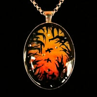 Image 1 of Halloween Sunset Oval Silver Pendant