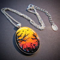 Image 3 of Halloween Sunset Oval Silver Pendant