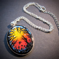 Image 2 of Halloween Sunset Oval Silver Pendant