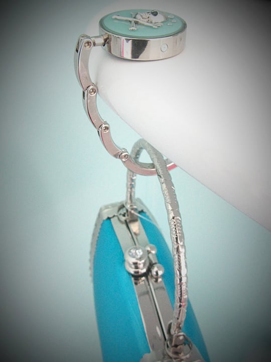 Aqua Skullie Silver Bag Hook