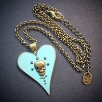 Image 2 of Aqua Halo Skullie Heart Pendant