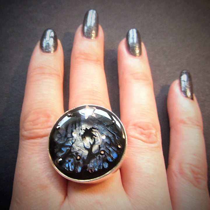 Midnight Moon Silver Ring * ON SALE - Was £20 now £10 *