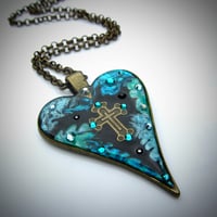 Image 1 of Gothic Heart Turquoise Patchwork Pendant