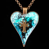 Image 3 of Gothic Heart Turquoise Patchwork Pendant