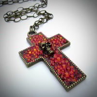 Image 1 of Ruby Rocks Bronze Cross Pendant  * ON SALE - Was £48 now £22 *