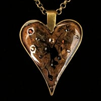 Image 2 of Metal Rocks Heart Bronze Pendant