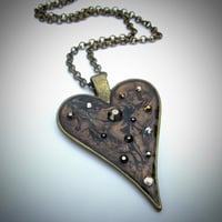Image 1 of Metal Rocks Heart Bronze Pendant