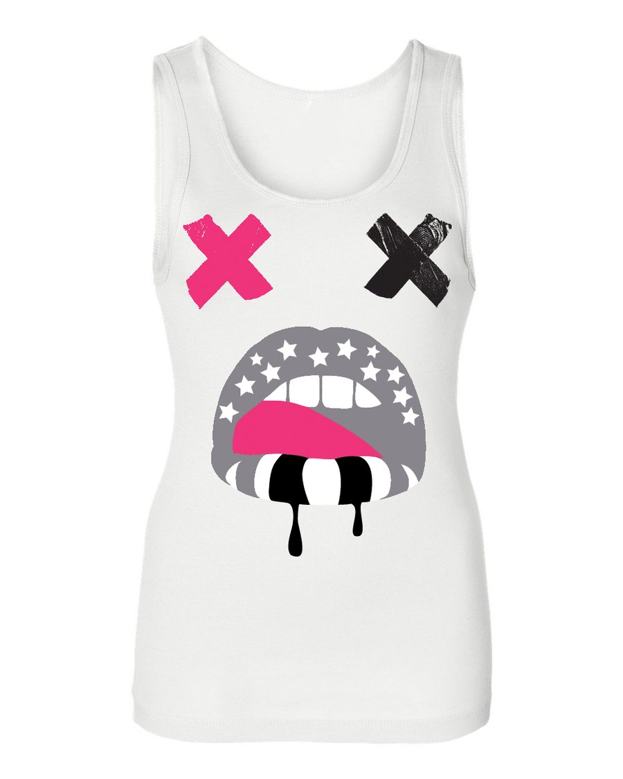 Image of Womens  Theory Gang Dolls American X Pink & Grey Tanks