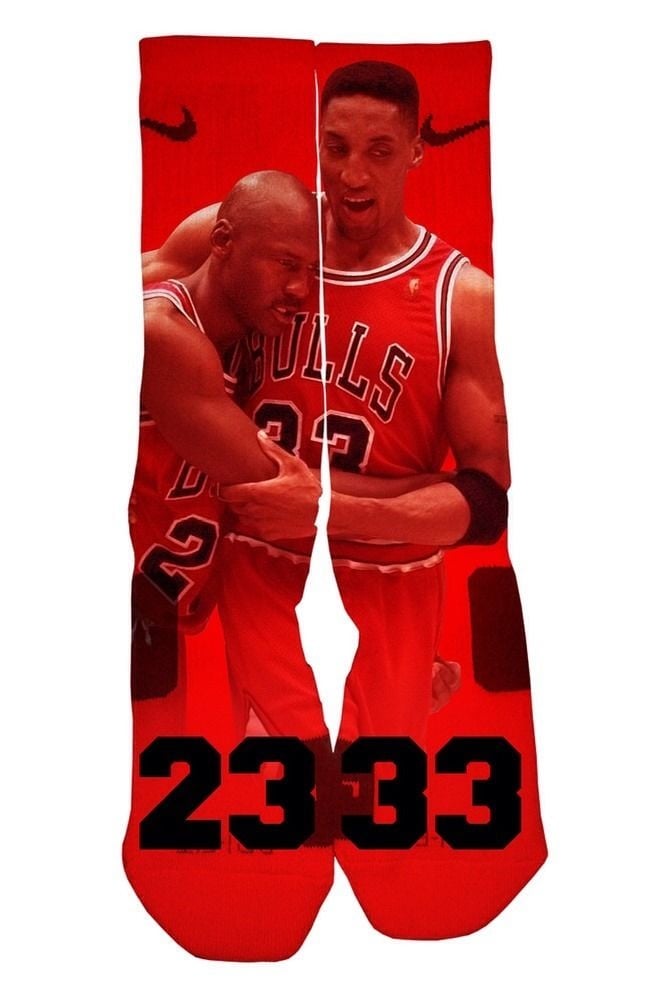 Image of MJ Custom Flu Game Nike Elite Socks 