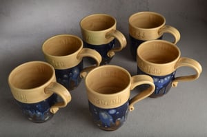 Image of Personalized Mug Made To Order Personalized Stamped Coffee Tea Cocoa Mug by Symmetrical Pottery