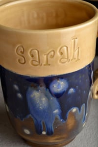 Image 4 of Personalized Mug Made To Order Personalized Stamped Coffee Tea Cocoa Mug by Symmetrical Pottery