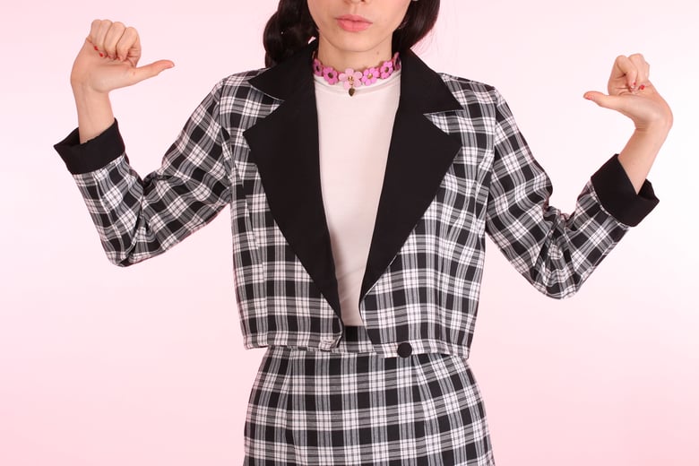 Image of Dionne Black Checkered Blazer