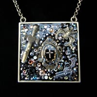 Image 2 of Metal Rocks Large Square Bronze Pendant  * ON SALE - Was £75 now £40 *
