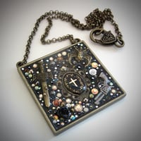 Image 1 of Metal Rocks Large Square Bronze Pendant  * ON SALE - Was £75 now £40 *