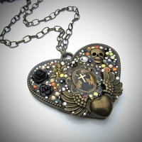 Image 1 of Metal Rocks Large Heart Bronze Pendant  * ON SALE - Was £75 now £38 *