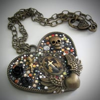 Image 3 of Metal Rocks Large Heart Bronze Pendant  * ON SALE - Was £75 now £38 *