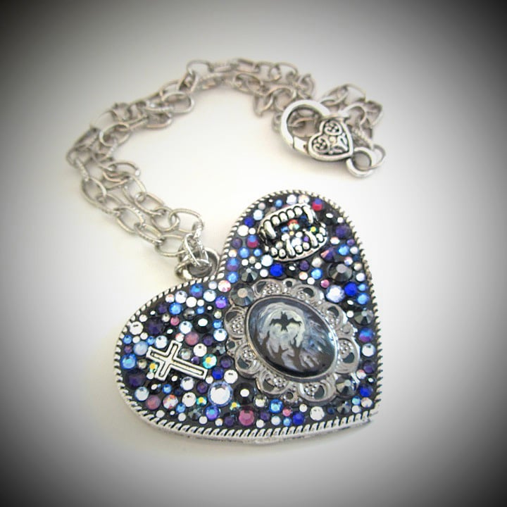 Midnight Rocks Large Heart Silver Pendant  * ON SALE - Was £75 now £38 *