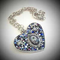 Image 2 of Midnight Rocks Large Heart Silver Pendant  * ON SALE - Was £75 now £38 *