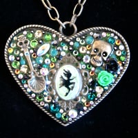 Image 2 of Absinthe Rocks Large Heart Bronze Pendant  * ON SALE - Was £75 now £38 *