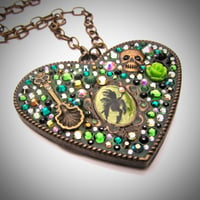 Image 1 of Absinthe Rocks Large Heart Bronze Pendant  * ON SALE - Was £75 now £38 *