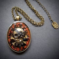 Image 3 of Ruby Rocks Skullie Bronze Pendant