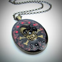 Image 1 of Ruby Rocks Skullie Bronze Pendant