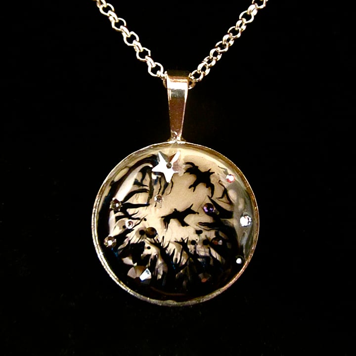 Forest Macabre Silver Round Pendant