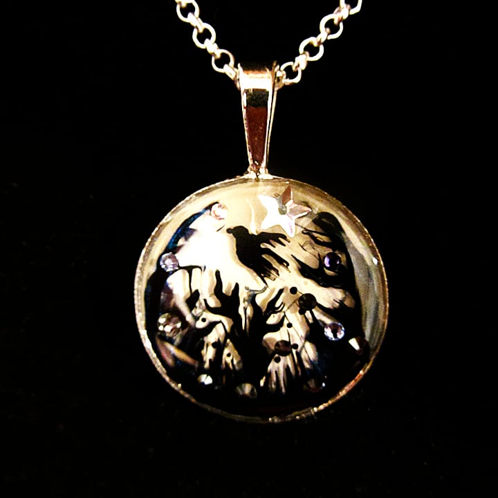 Forest Macabre Silver Round Pendant