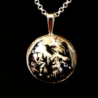 Image 2 of Forest Macabre Silver Round Pendant